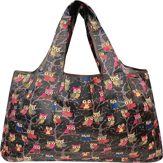 Wrapables Large Foldable Tote Nylon Reusable Grocery Bags, 5 Pack Dark Animals {4}