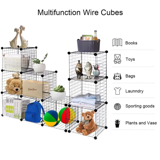 Costway 12 Cube Grid Wire Organizer Wardrobe Shelves Bookcase DIY {3}