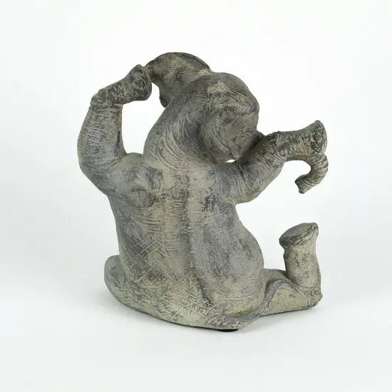 Amazingly Limber Elephant Yoga Seated Pose Tabletop Statue 9 Inches High {4}