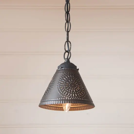 Crestwood Shade Light Pendant in Kettle Black Perforated Tin {3}