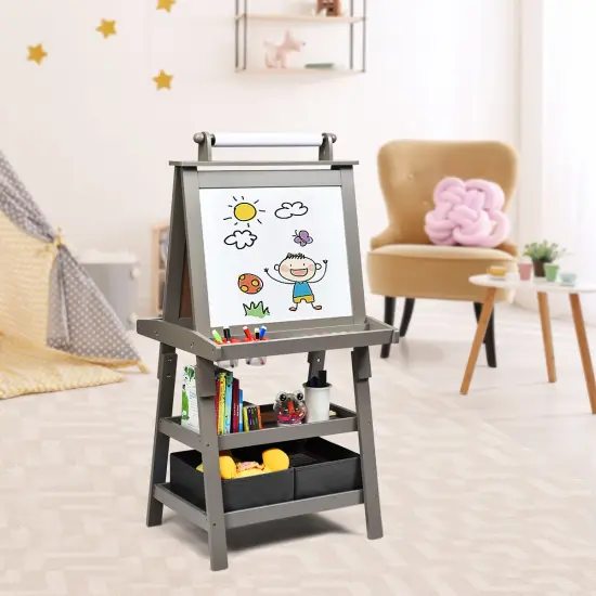 3 in 1 Double-Sided Storage Art Easel Grey {2}