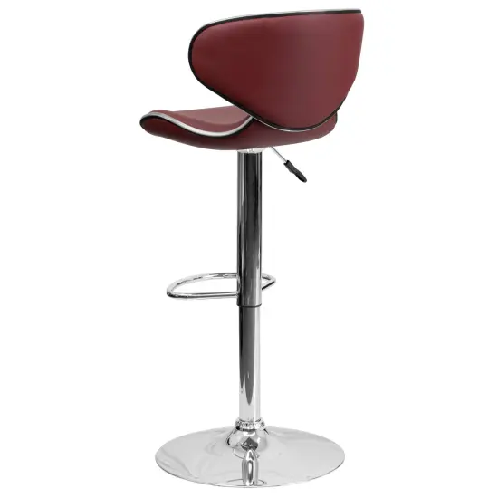 Emma and Oliver Contemporary Cozy Mid-Back Vinyl Adjustable Height Barstool Burgundy {4}