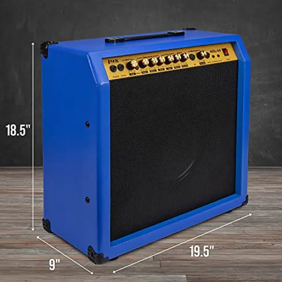 LyxPro Electric Guitar Amp, 60 Watt Portable Amplifier Blue {3}