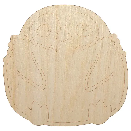 Cute Fluffy Baby Penguin Unfinished Wood Shape Piece Cutout for DIY Craft Projects {7}