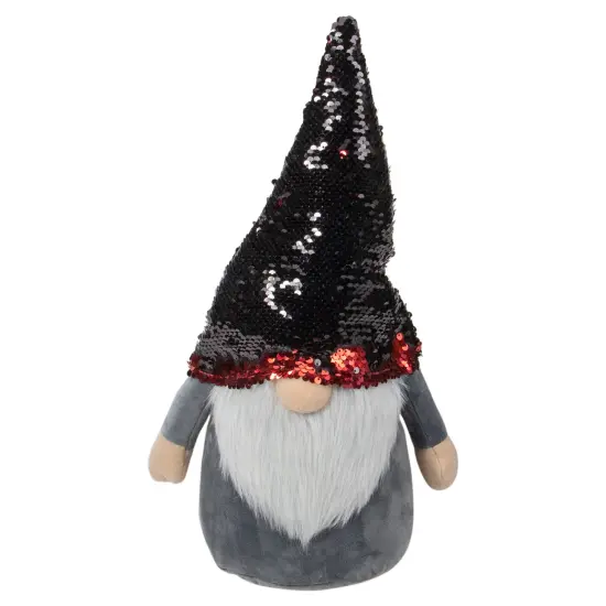 Northlight Gnome with Flip Sequin Hat Christmas Figure - 18" - Red and Gray {6}