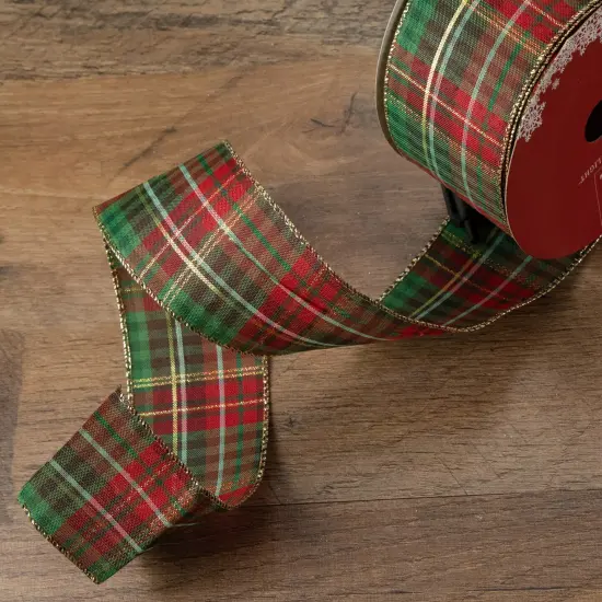 Northlight Red and Green Plaid Christmas Wired Craft Ribbon 2.5" x 16 Yards {3}