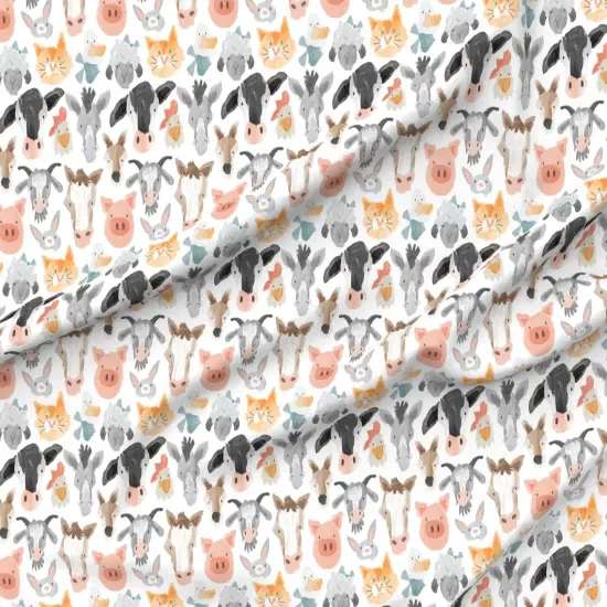Various Fabrics by the Yard or Fat Quarter Farm Animals Cute Barnyard Watercolor Whimsical Custom Printed Fabric by Spoonflower {6}