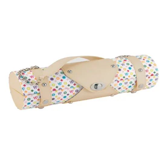 Wild Eye 13.25" Beige and White 'W' Monogrammed Wine Bottle Carrier Purse {1}