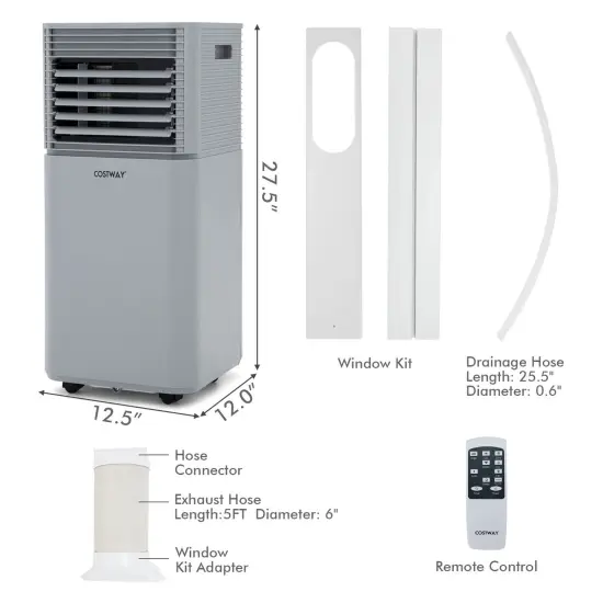 8000 BTU 3-in-1 Air Cooler with Dehumidifier and Fan Mode Grey {4}