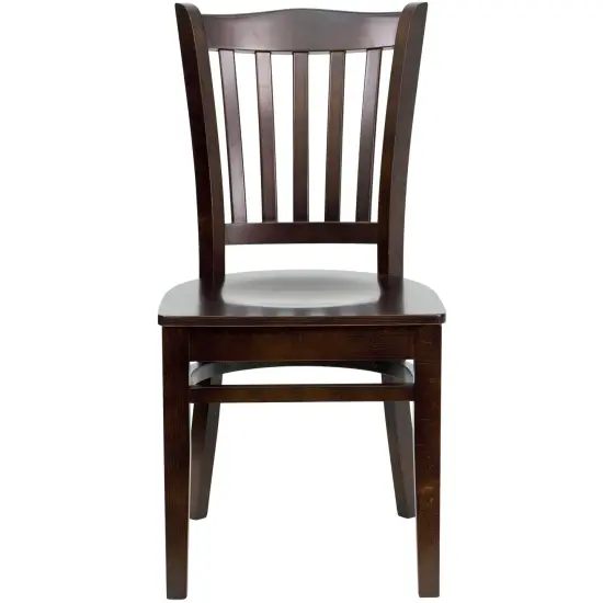 Emma and Oliver Vertical Slat Back Wooden Restaurant Dining Chair WalnutSeat/Walnut {3}