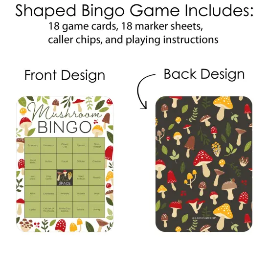 Big Dot of Happiness Wild Mushrooms - Bingo Cards and Markers - Red Toadstool Party Bingo Game - Set of 18 {4}