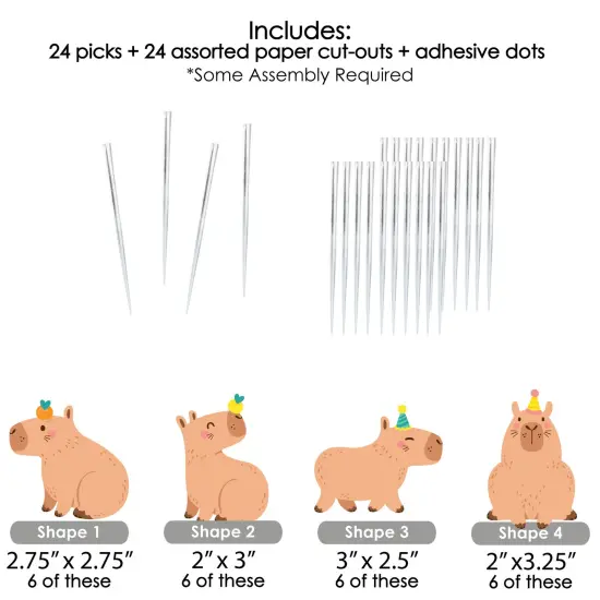 Big Dot of Happiness Capy Birthday - Dessert Cupcake Toppers - Capybara Party Clear Treat Picks - Set of 24 {7}