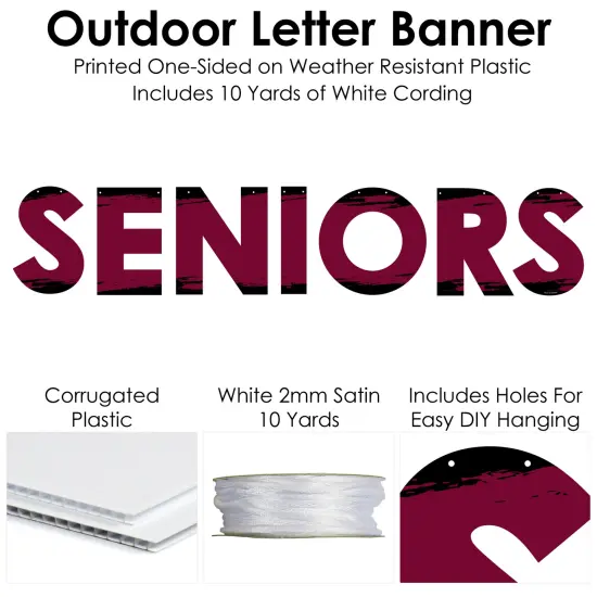 Big Dot of Happiness Maroon Senior Night - High School Sports and Graduation Party Decorations - Seniors - Outdoor Letter Banner {6}