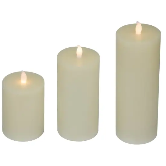 Northlight LED Flickering Flameless Pillar Candles - 8.75" - Cream - Set of 3 Ivory {1}
