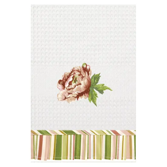 Pink Brianna Waffle Weave Cotton Kitchen Dishtowel {1}