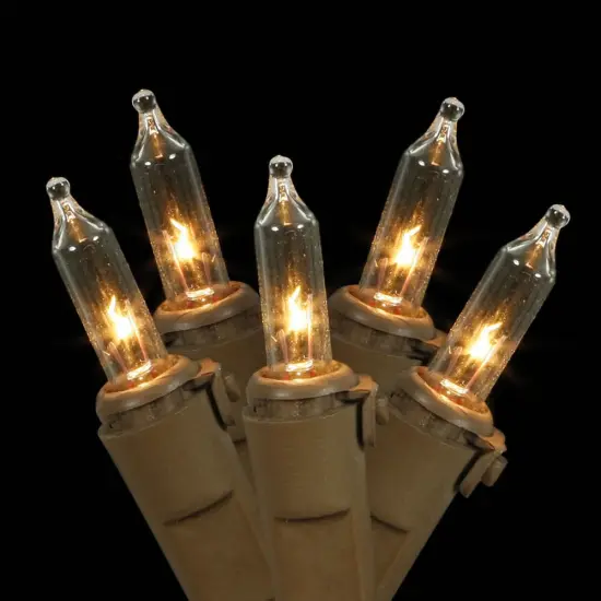 100 Clear Lights Brown Wire 46ft. Christmas Set {2}