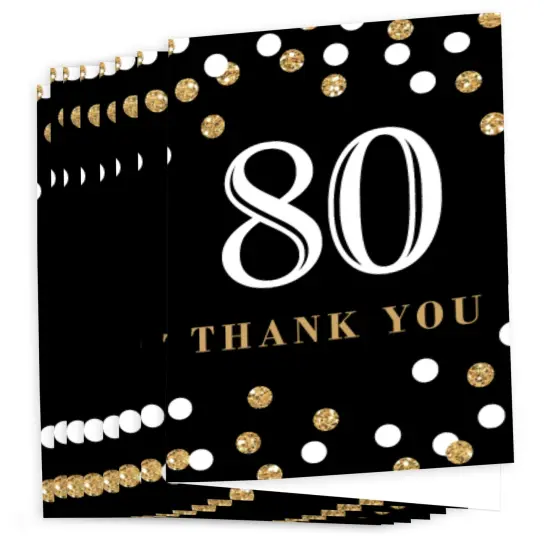 Big Dot of Happiness Adult 80th Birthday - Gold - Birthday Party Thank You Cards (8 count) {3}