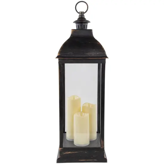 Northlight 28" Gold Brushed Black Lantern With Flameless LED Candles {5}