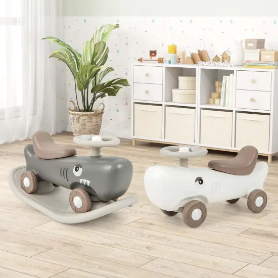 Costway Convertible Rocking Horse & Sliding Car with Detachable Balance Board Dark Gray/White {2}