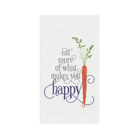 Makes You Happy Embroidered Waffle Weave Kitchen Towel {1}