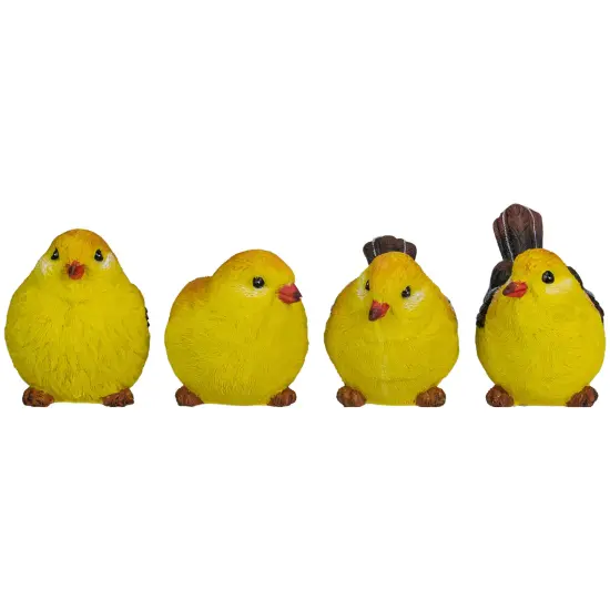 Tii Collections Set of 4 Large Goldfinch Bird Figurines 5.5" Yellow {1}