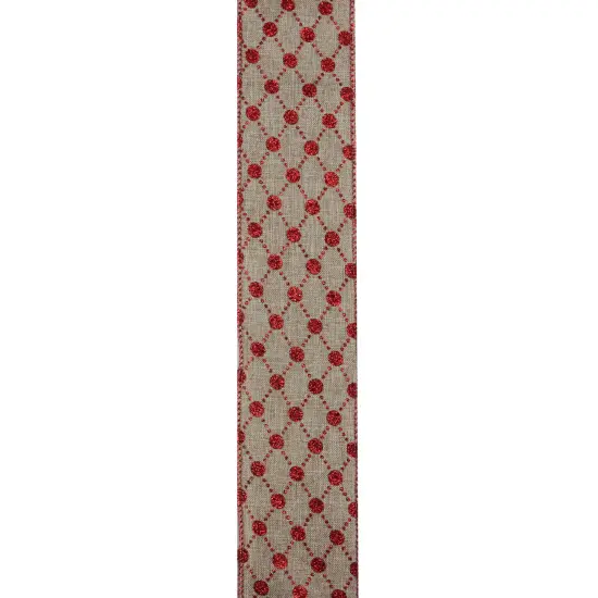 Northlight Red and Beige Diamond Wired Christmas Craft Ribbon 2.5" x 10 Yards {3}