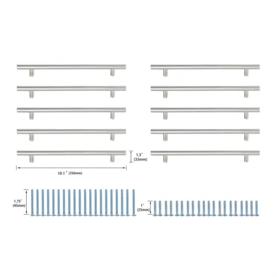 Quinn 7-9/16" Center to Center Brushed Nickel Bar Pull Multipack (set of 10) {6}