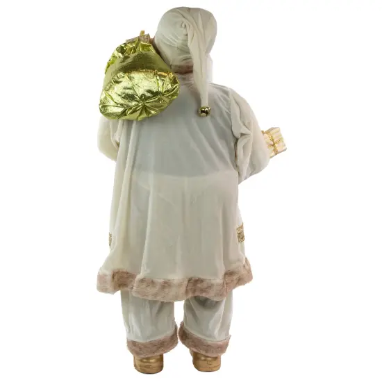 Northlight Winter Santa Claus with Gift Bag Christmas Figure - 36" - White and Cream Ivory {7}