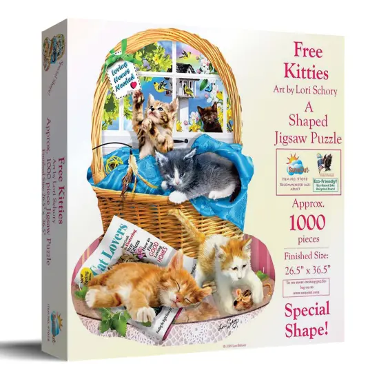 Sunsout Free Kitties 1000 pc Special Shape Jigsaw Puzzle 97058 {3}