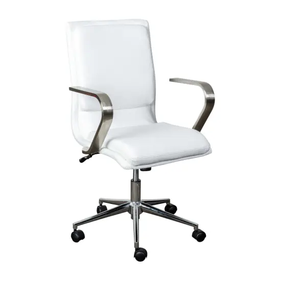 Merrick Lane Artemis Mid-Back Home Office Chair with Armrests, Height Adjustable Swivel Seat and Five Star Base White/Chrome {1}