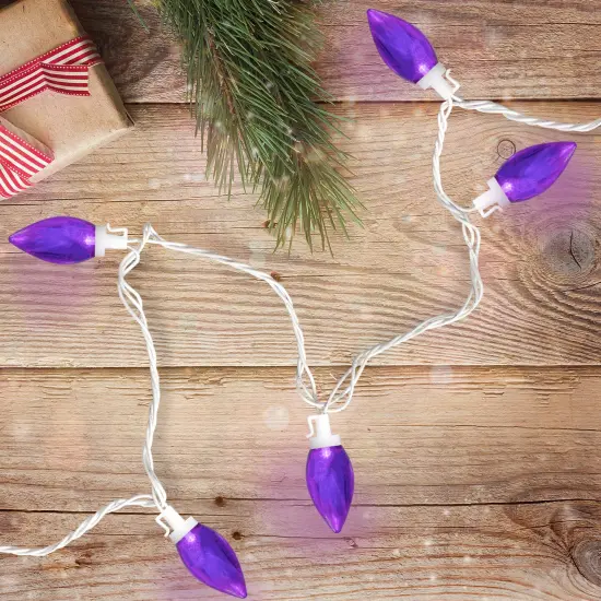 Northlight LED C9 Christmas Lights - Purple - 16' White Wire - 25ct {3}