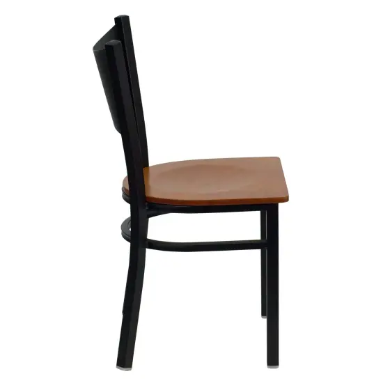 Emma and Oliver Coffee Back Metal Restaurant Dining Chair Cherry/BlackMetal {4}