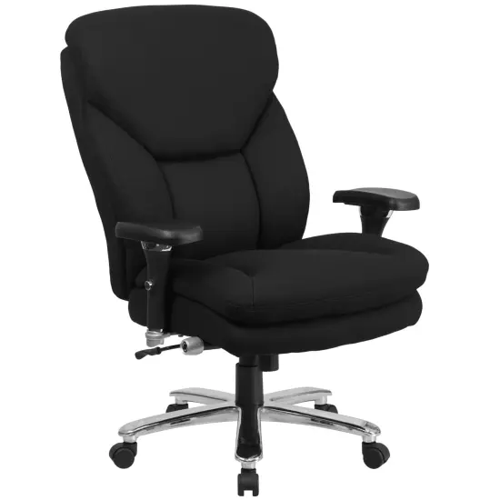 Emma and Oliver 24/7 400 lb. Big & Tall High Back Swivel Ergonomic Office Chair with Lumbar Knob Black LeatherSoft {6}