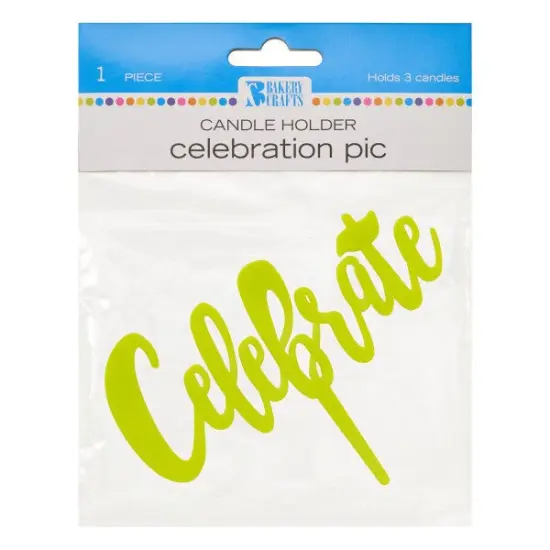 Celebrate Plastic Candle Holder Cake Topper, 1ct Lime {2}
