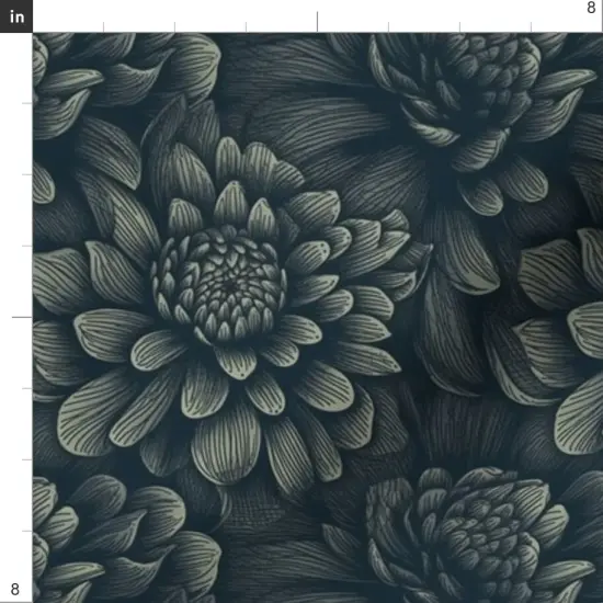 Various Fabrics by the Yard or Fat Quarter Moody Flowers Dark Botanical Romantic Modern Gothic Blue Floral Custom Printed Fabric by Spoonflower {4}