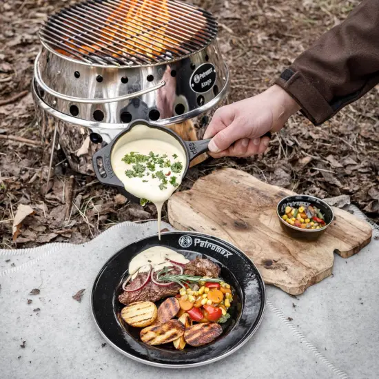 Petromax Cast Iron Saucepan with Pour Spouts, Sauce Pot for Kitchen or Camping, Pre-Seasoned Cookware Conducts Heat Evenly, 16.9 oz {6}