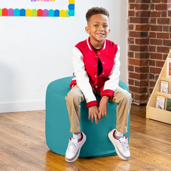 Mallo Modular Pouf Classroom Bean Bag Seat, Premium Vinyl - Submarine Grey Turquoise {1}