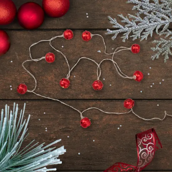 Northlight LED Christmas Bells Fairy Lights - 5.5' - Clear Wire - Red - 10ct {3}