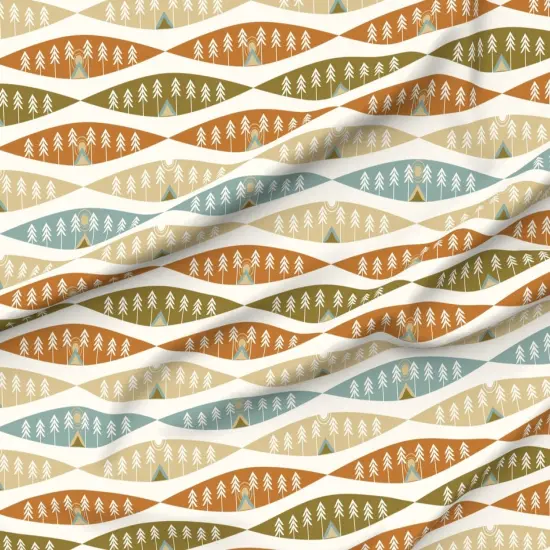 Various Fabrics by the Yard or Fat Quarter Camping Earth Tones Adventure Exploration Great Outdoors Tents Trees Nature Sunrise Sunset Red Beige Cozy Hygge Custom Printed Fabric by Spoonflower {6}