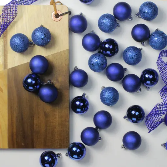 Northlight Shatterproof 4-Finish Christmas Ball Ornaments - 1.5" (40mm) - Royal Blue - 96ct {3}