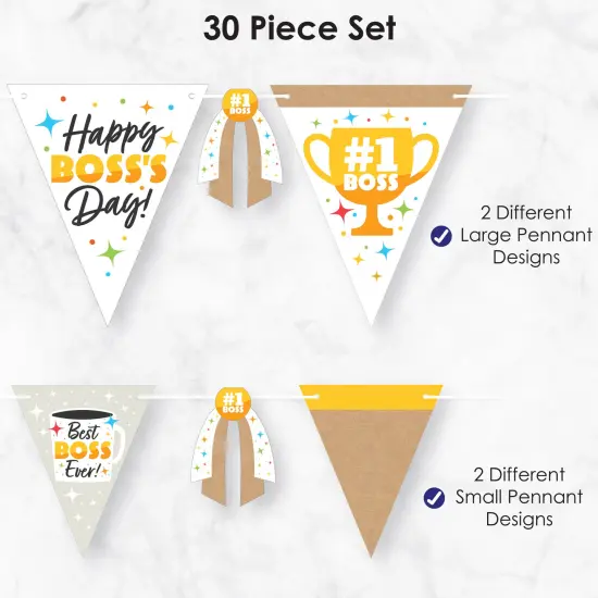 Big Dot of Happiness Happy Boss's Day - DIY Best Boss Ever Pennant Garland Decoration - Triangle Banner - 30 Pieces {6}