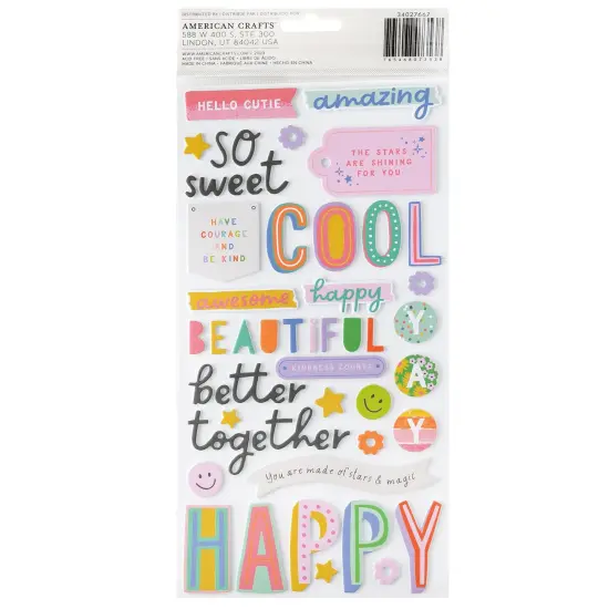 Pebbles Cool Girl Thickers Stickers 107/Pkg-Phrase {3}