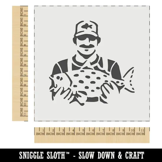 Fisherman Holding Fish Catch Wall Cookie DIY Craft Reusable Stencil {1}