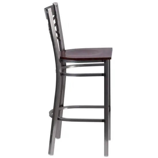 Emma and Oliver Clear Coated "X" Back Metal Restaurant Dining Barstool Mahogany/ClearCoated {9}