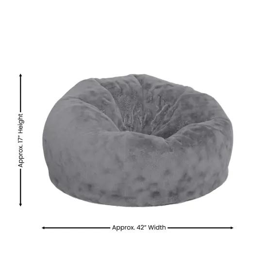 Emma and Oliver Oversized Bean Bag Chair for Kids and Adults Gray Furry {4}