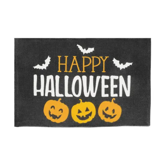 2'0" x 3'0" Jack O' Lantern & Bats "Happy Halloween" Premium Indoor Doormat Rug {1}