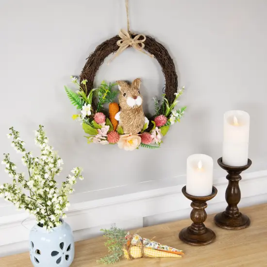 Northlight Floral Grapevine Spring Easter Wreath with Rabbit - 12" Pink {3}