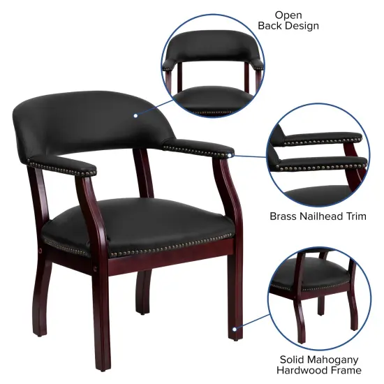 Emma and Oliver Conference Chair with Accent Nail Trim Black LeatherSoft {2}