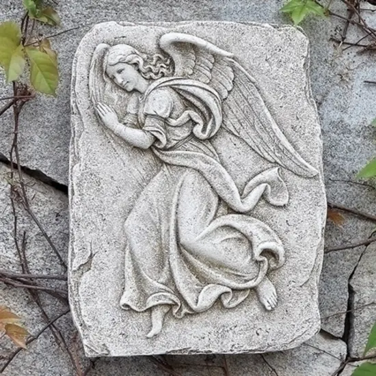 Roman 15" Gray Right Facing Angel Outdoor Garden Wall Plaque {3}
