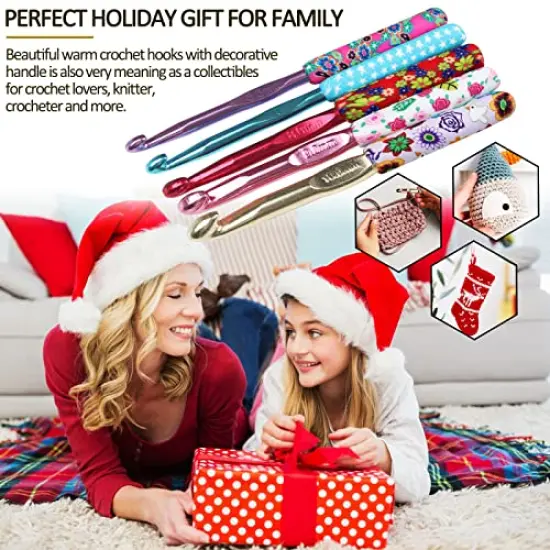 Warm Crochet Hooks Large, 10mm 9mm 8mm 7mm 6.5mm Large Crochet Hooks for Chunky Yarn Blanket Sweater Thick Wool, Big Crochet Kit for Arthritic Hands Knitting & Crochet Supplies {3}